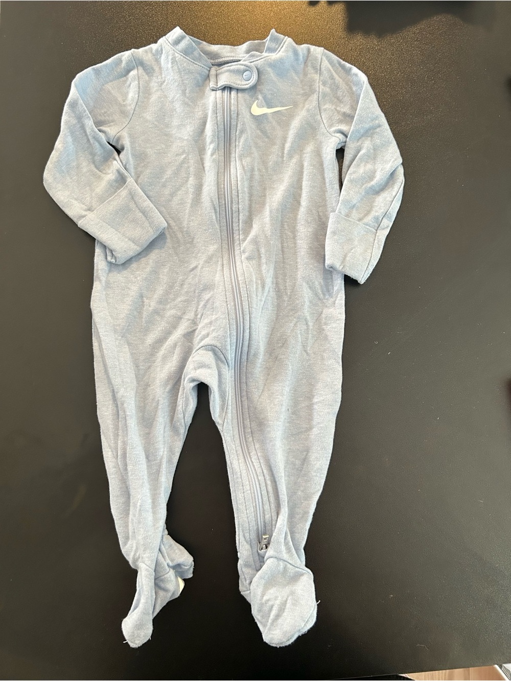 Nike Light Blue Footed Baby One-Piece Zip Romper